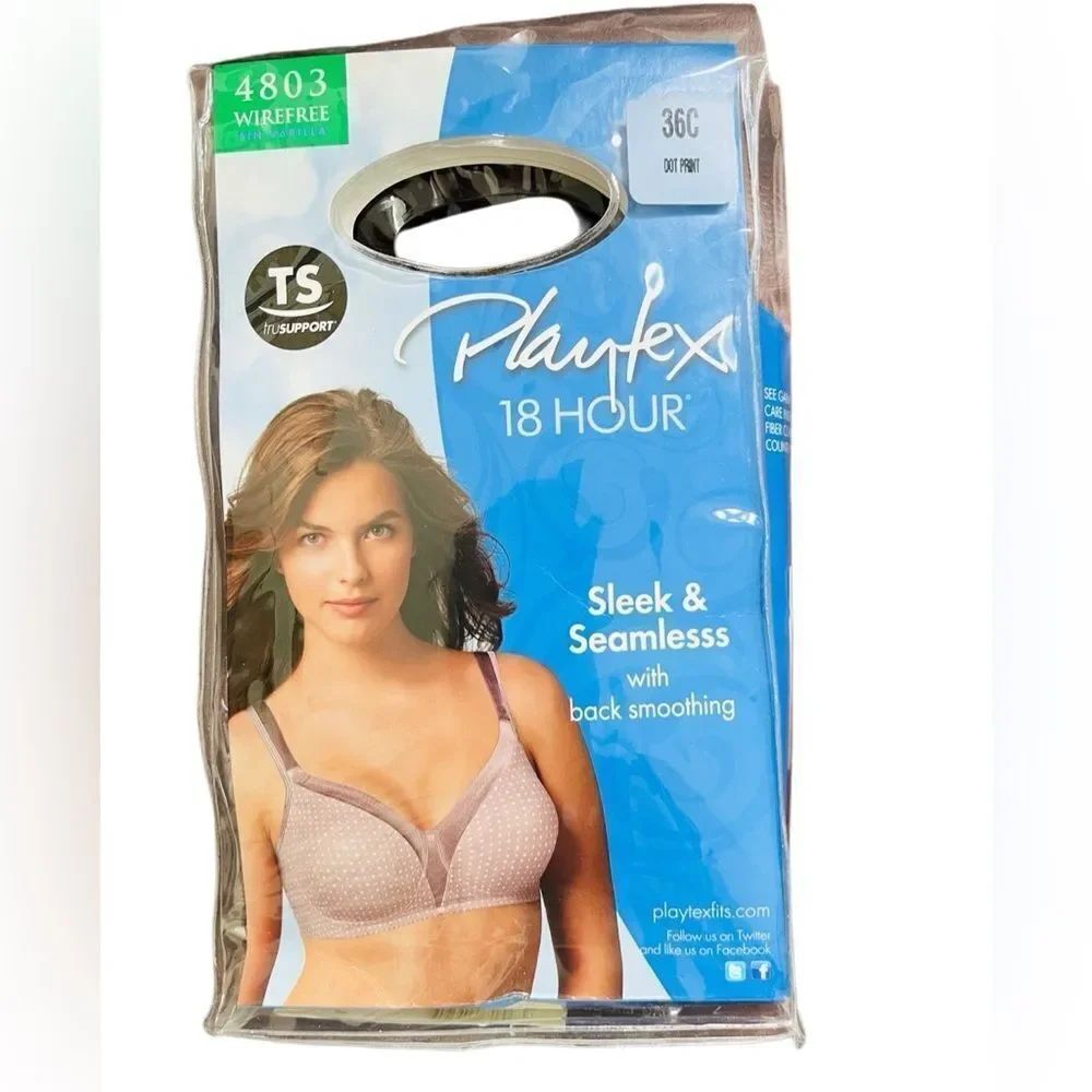 NWOT Playtex Tan Dot Wirefree Seamless Comfort Bra size 36 C.